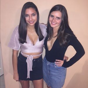 Misguided Mauve ribbed purple crop top